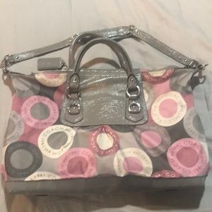 Pink , grey, cream coach modern bag